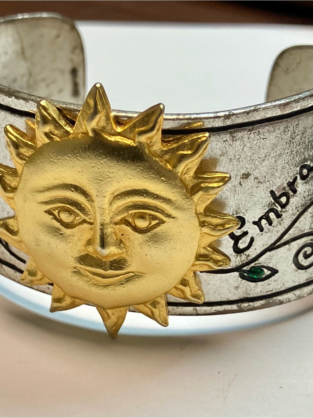 Two-Tone Sunburst Cuff Bracelet - Gold & Silver